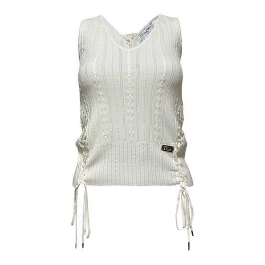 CHRISTIAN DIOR Spring Summer 2004 Laced Up Knit Sleeveless Top