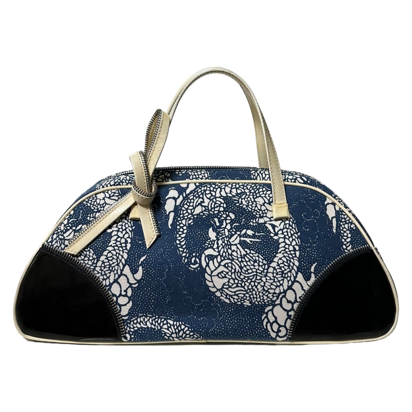 CHRISTIAN DIOR Spring Summer 2001 Dragon Print Zip Detail Handbag