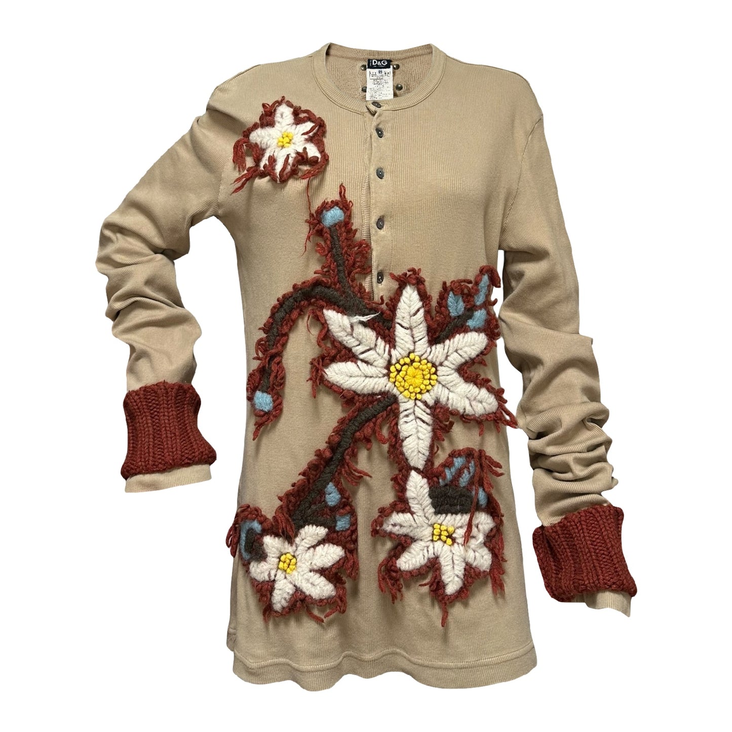 D&G Fall Winter 2002 Floral Embroidered Long Sleeve Top