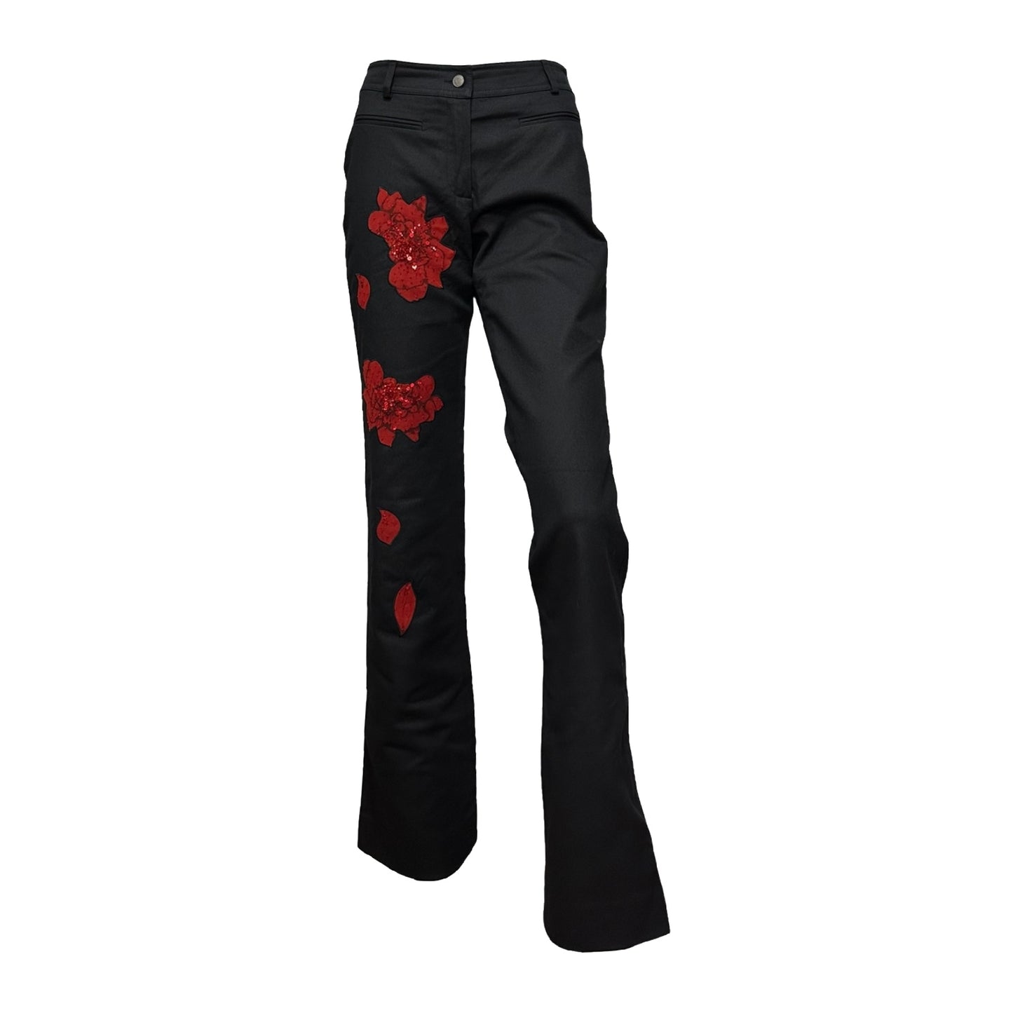 CHRISTIAN DIOR 2002 Floral Embroidered Flared Trousers