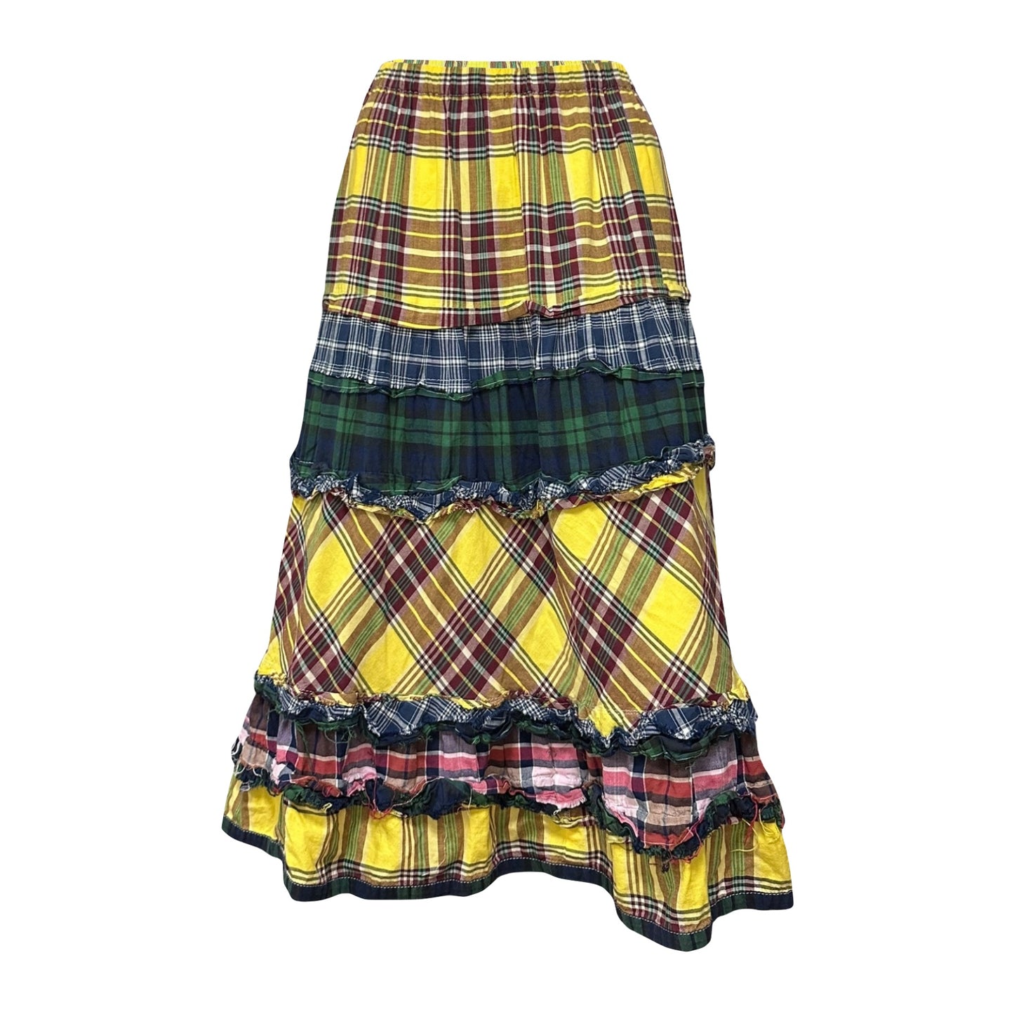 TRICOT COMME DES GARÇONS Patchwork Checkered Flared Midi Skirt