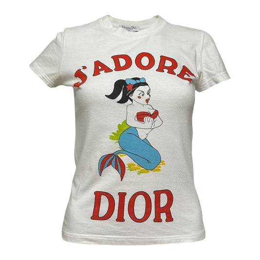 CHRISTIAN DIOR Spring Summer 2002 Cartoon "J'ADORE DIOR" Mermaid T-Shirt