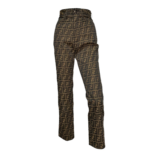 FENDI Vintage FF Zucca Monogram High Rise Straight Leg Pants