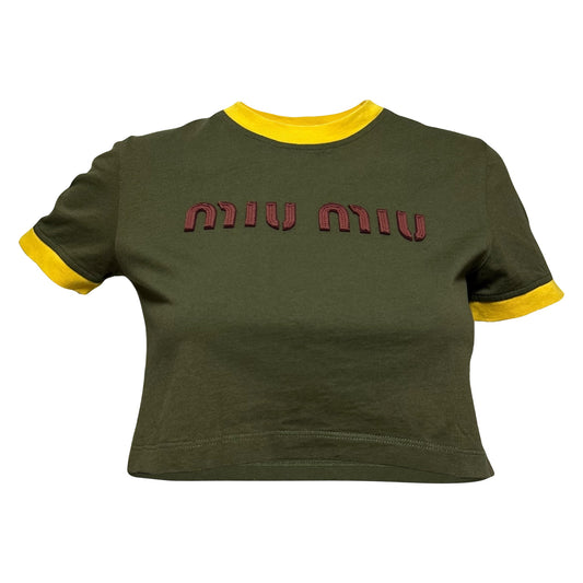 MIU MIU Spring Summer 2023 Logo Cropped T-Shirt