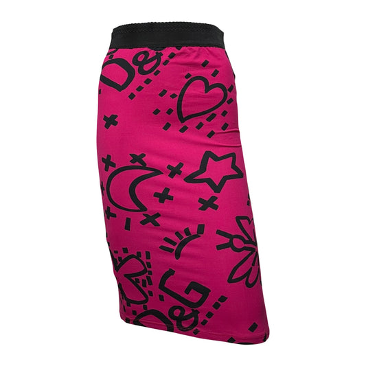 D&G Fall Winter 2003 Graffiti Print High Waisted Pencil Skirt