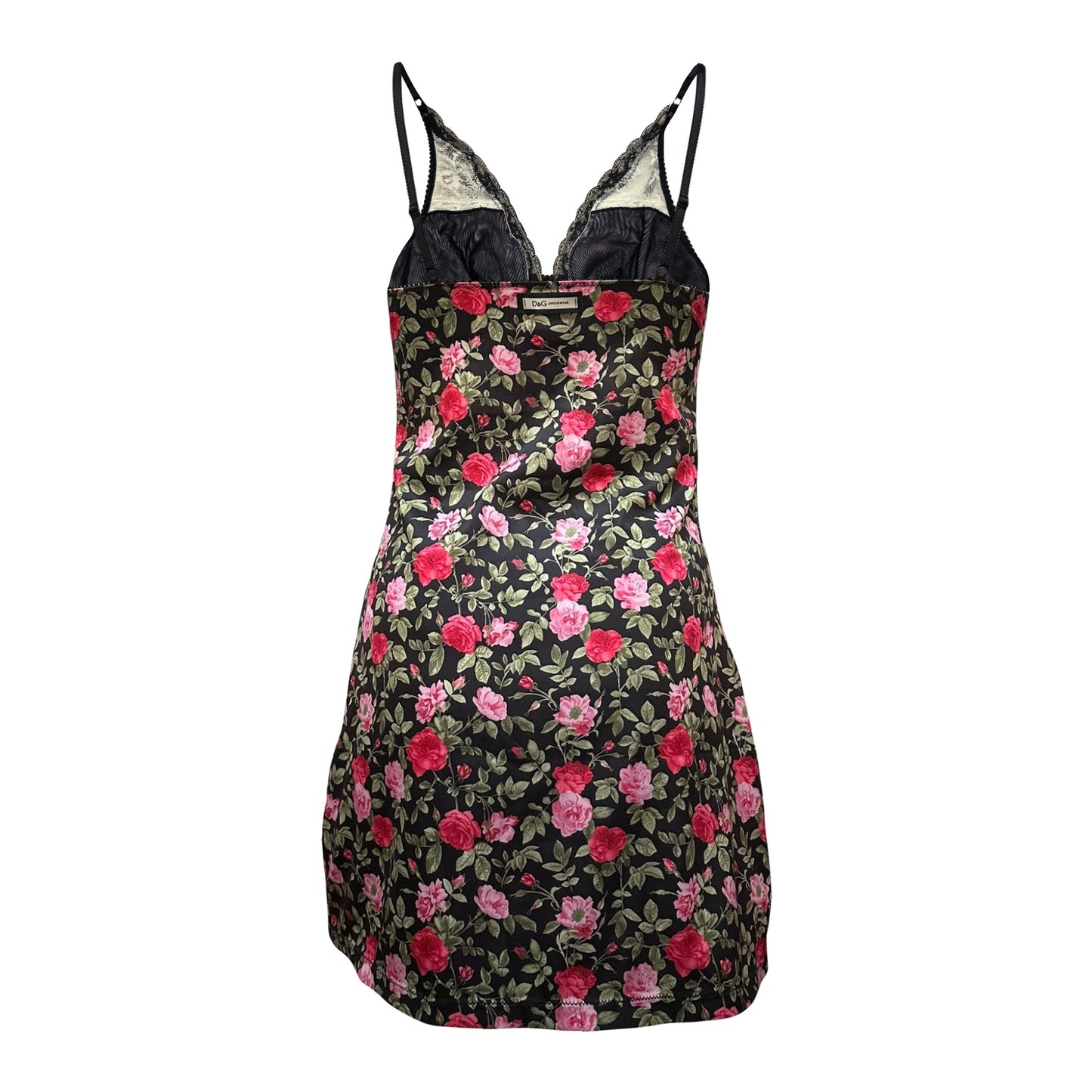 D&G Floral Print Lace Trim Camisole Mini Dress