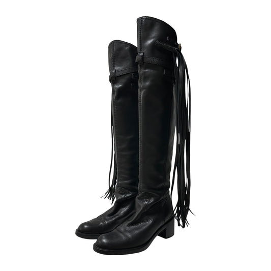 GUCCI Fall Winter 2008 Leather Fringe Detail Devendra Knee High Boots