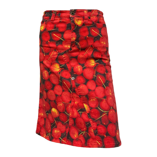 D&G Cherry Print Pencil Midi Skirt