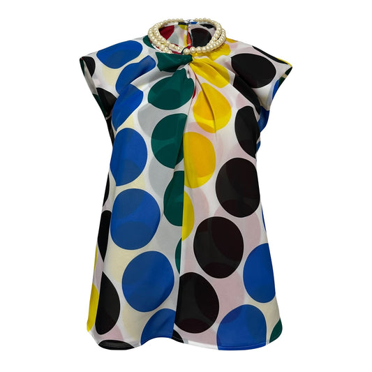 JUNYA WATANABE Spring Summer 2001 Pearl Embellished Polka Dot Sleeveless Top