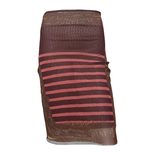 JEAN PAUL GAULTIER Spring Summer 2001 Graffiti Striped Print Mesh Midi Skirt