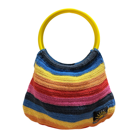 D&G Rainbow Crochet Plastic Handle Tote Bag