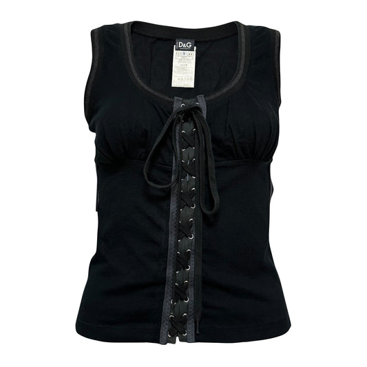 D&G "TOO COOL FOR SCHOOL" Laced Up Tank Top