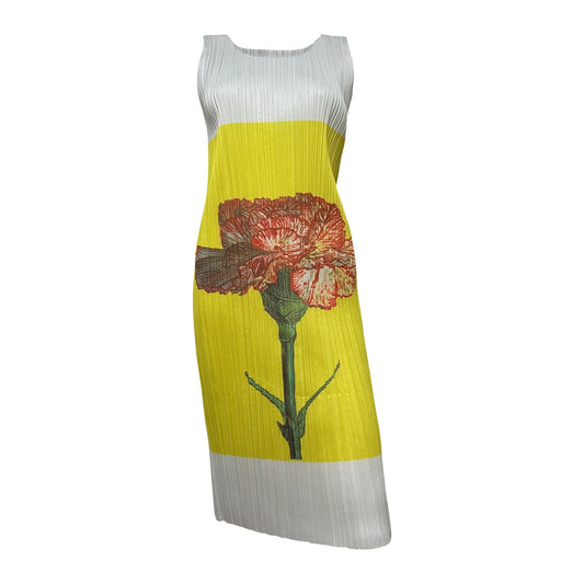 PLEATS PLEASE ISSEY MIYAKE Carnation Print Pleated Midi Dress