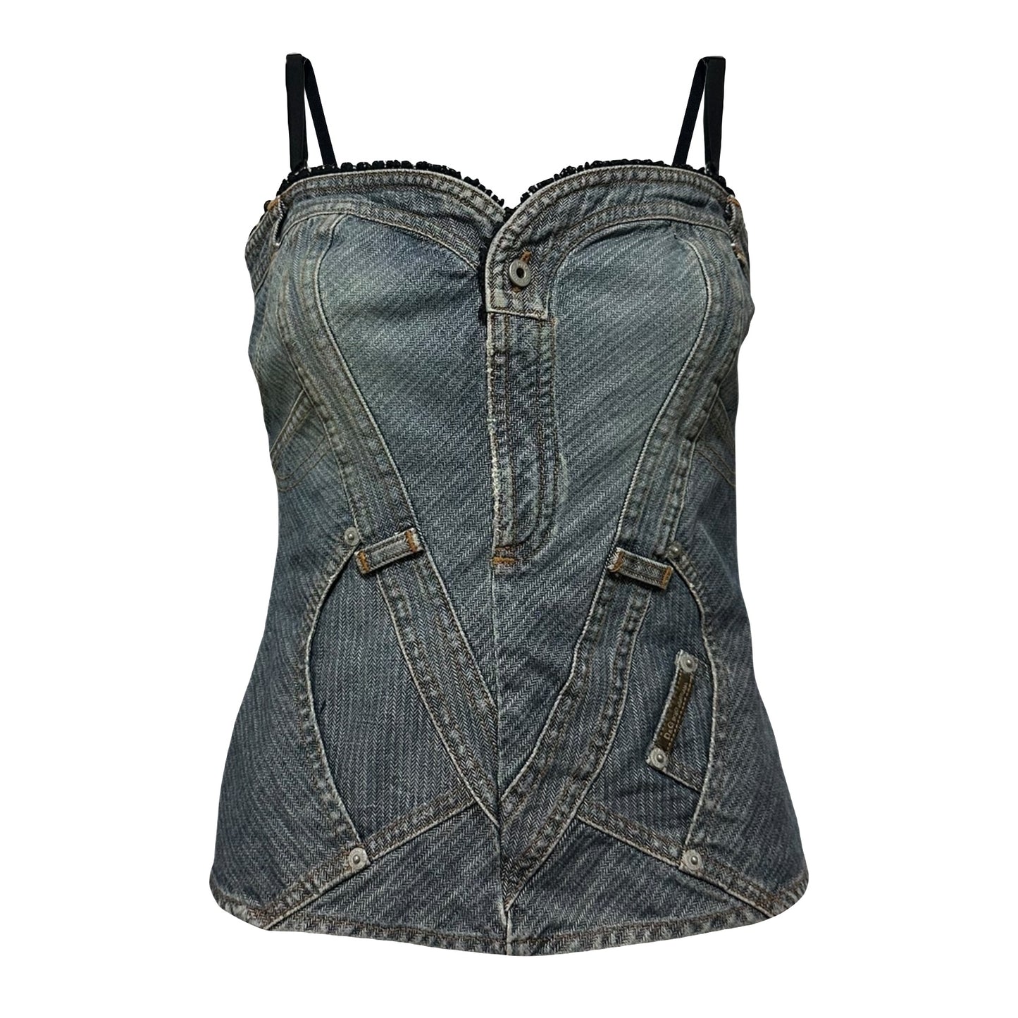 D&G Spring Summer 2004 Patchwork Denim Bustier