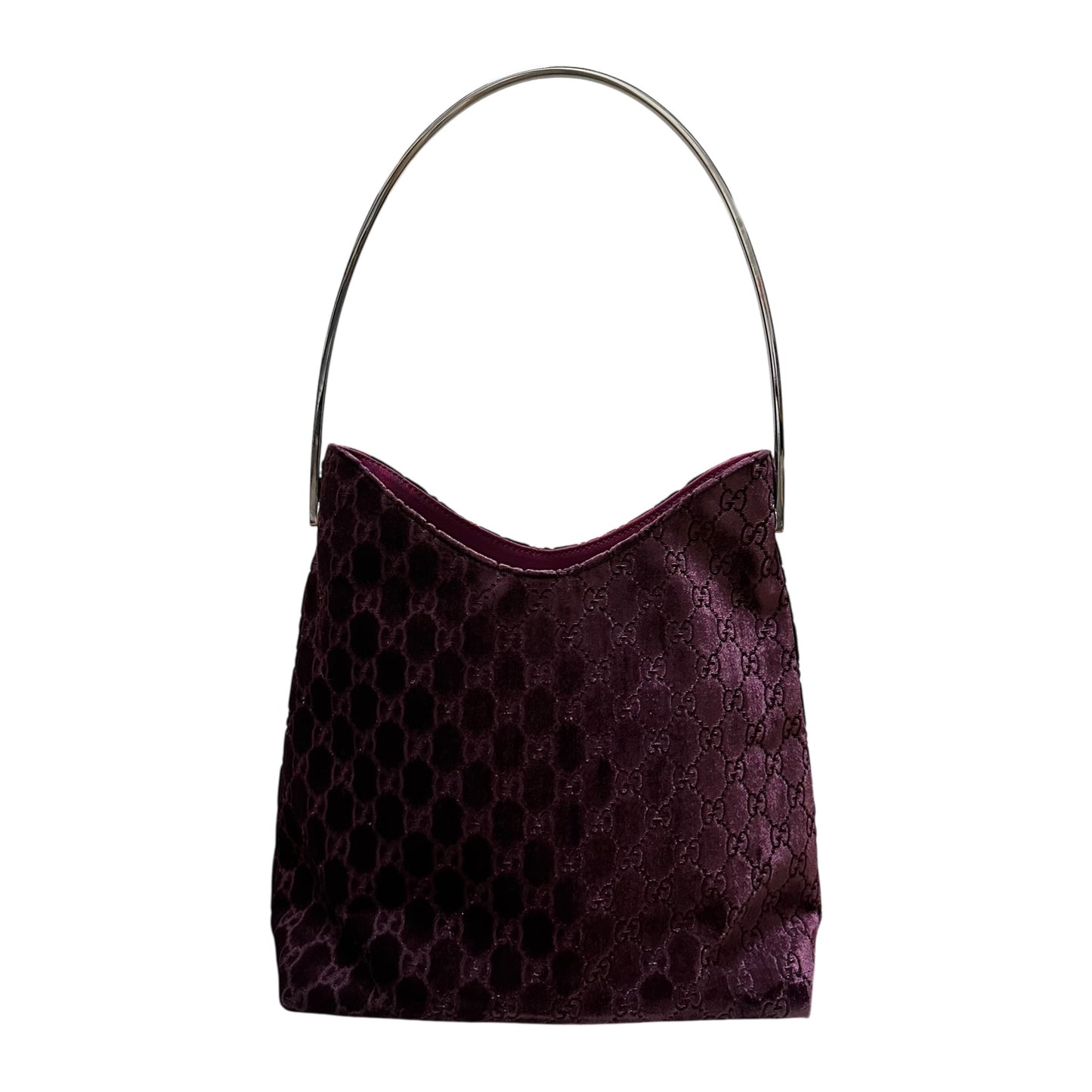 GUCCI Fall Winter 1997 Velvet GG Monogram Shoulder Bag
