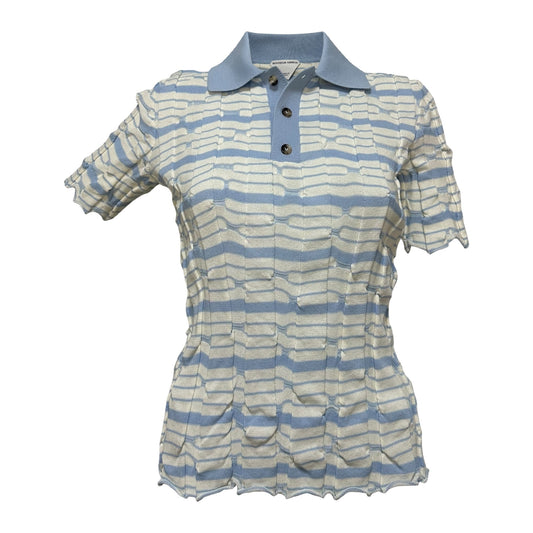 BOTTEGA VENETA Spring Summer 2023 Distorted Stripe Cotton Polo Shirt