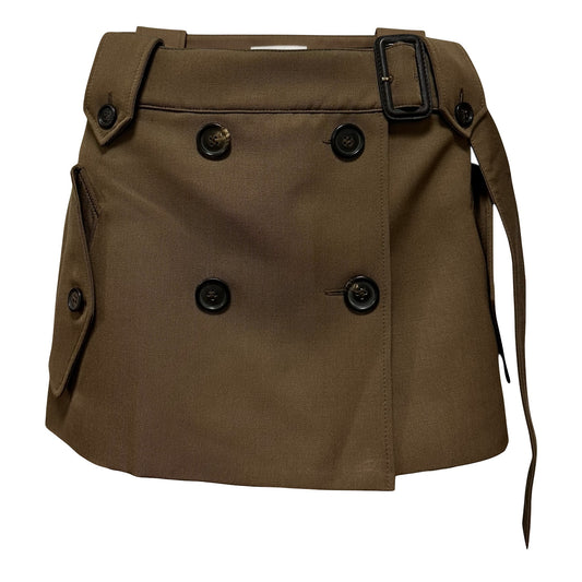 MIU MIU Spring Summer 2024 Mud Gabardine Mini Skirt