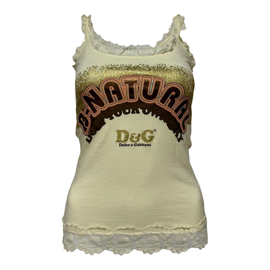 D&G Lace Trim Camisole with “B-NATURAL DO IT YOUR OWN WAY” Print
