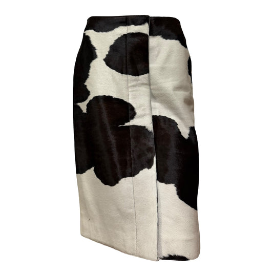 SALVATORE FERRAGAMO Fall Winter 2004 Genuine Cowhide Leather Midi Skirt