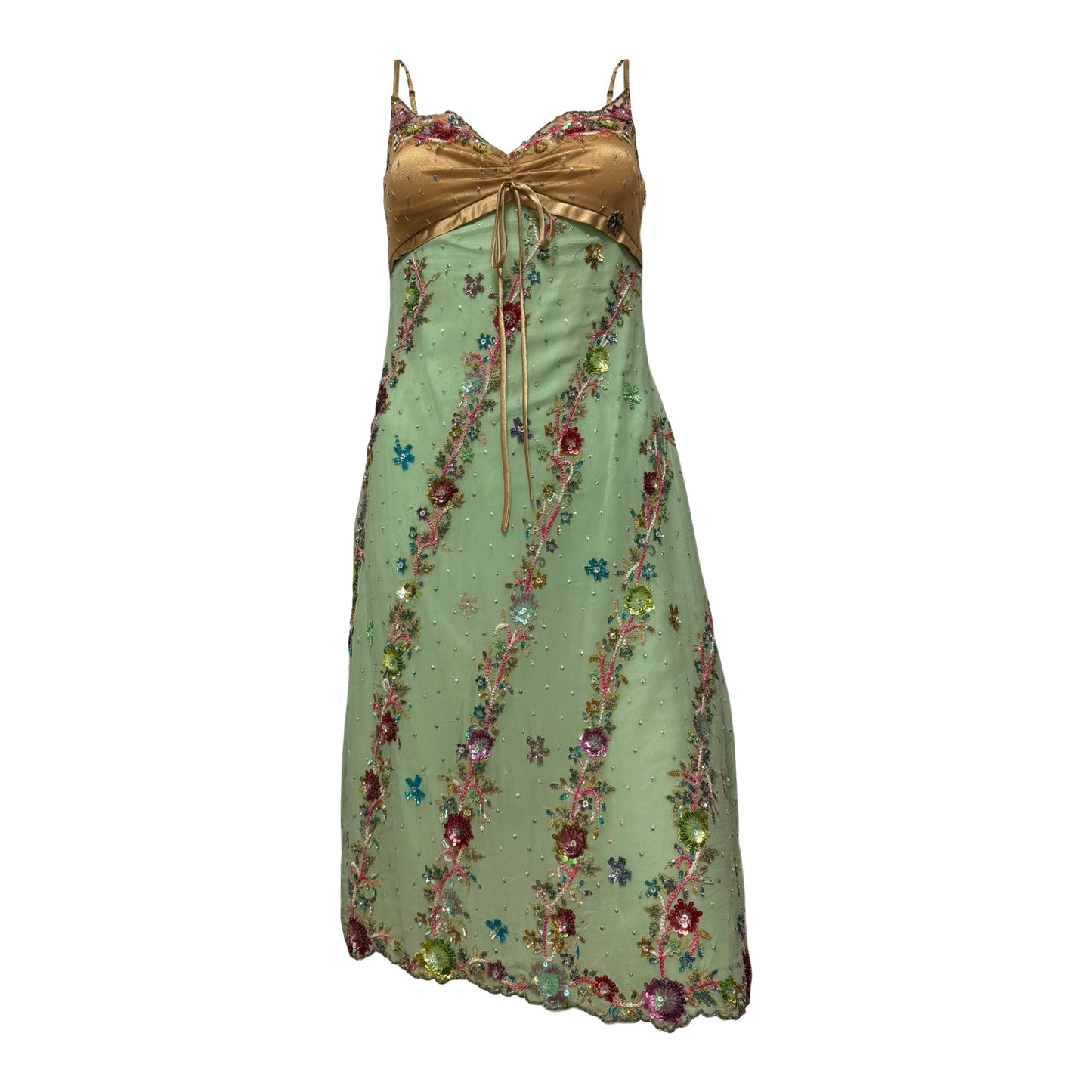 JOHN GALLIANO Spring Summer 2005 Embroidered Silk Midi Dress