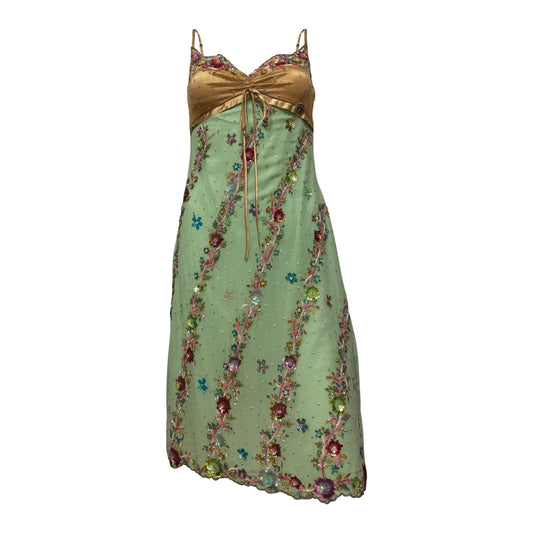 JOHN GALLIANO Spring Summer 2005 Embroidered Silk Midi Dress