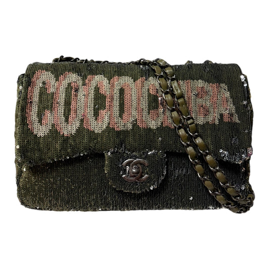 CHANEL 2017 Cruise Collection "COCO CUBA" Sequins Double Chain Shoulder Flap Bag