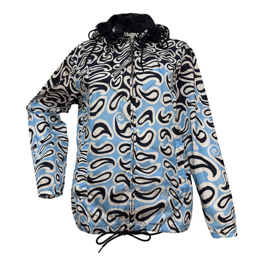 MIU MIU 2015 Cruise Collection Nylon Abstract Swirl Print Hooded Zip-Up Jacket