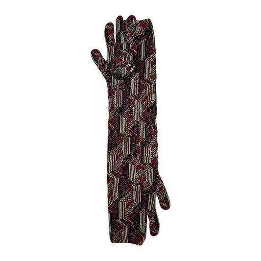 PRADA Fall Winter 2021 Long Jacquard Wool Gloves with Circle Zip Pouch