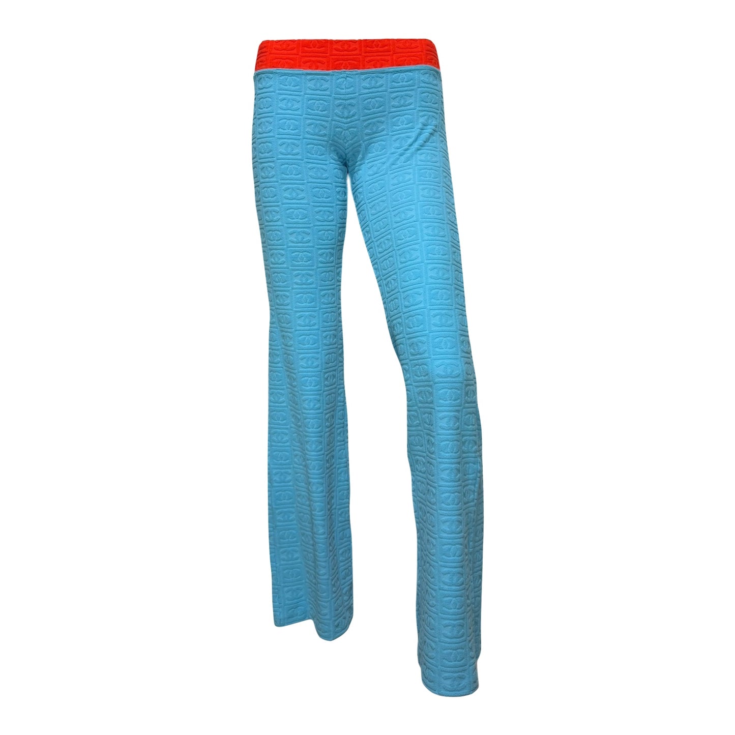 CHANEL Sport Spring Summer 2002 CC Embossed Jacquard Terry Cloth Pants