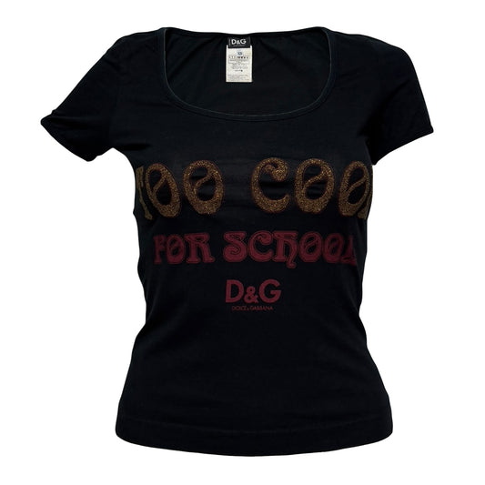 D&G "TOO COOL FOR SCHOOL" Back-Open Logo T-Shirt