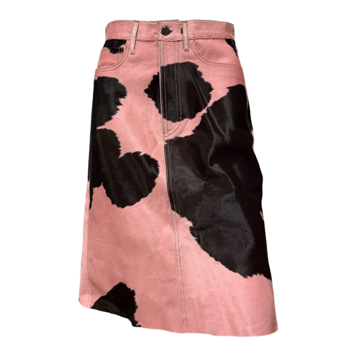 FENDI Fall Winter 1999 Haircalf Leather Midi Skirt