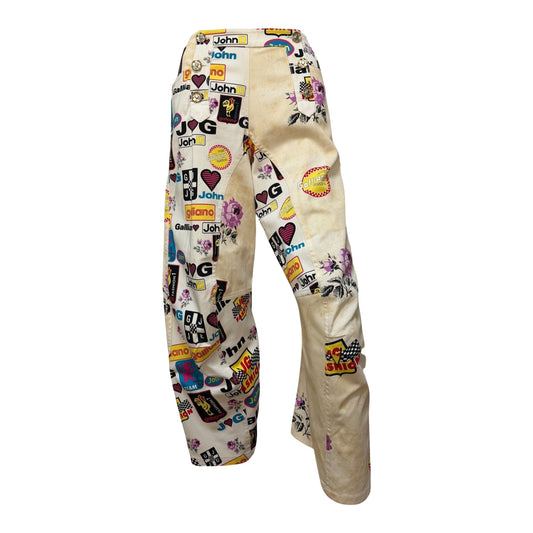 JOHN GALLIANO Spring Summer 2002 Logo & Graphic Print Pants