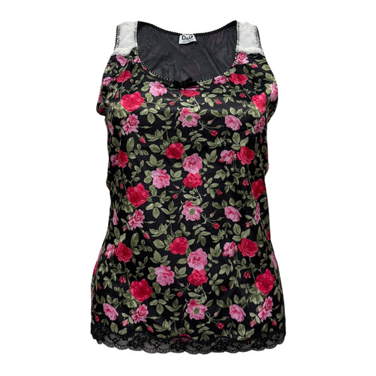 D&G Floral Print Lace Trim Tank Top