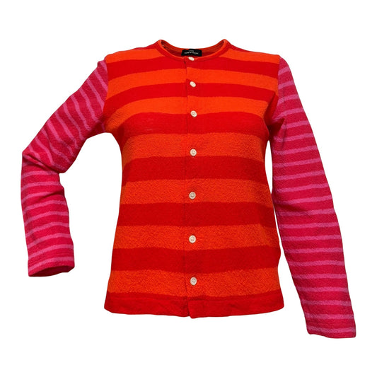 TRICOT COMME DES GARÇONS Logo Print Striped Button-Up Cardigan