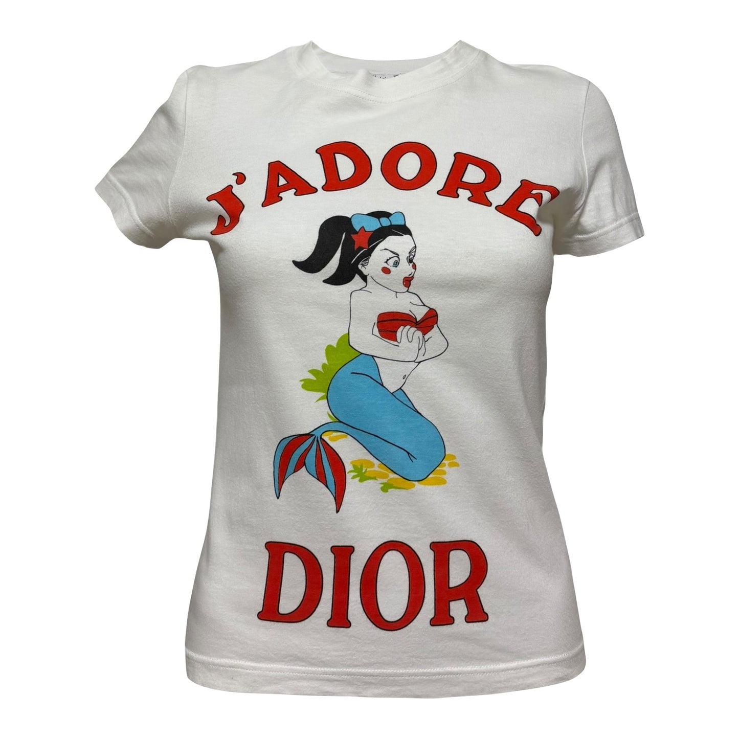 CHRISTIAN DIOR Spring Summer 2002 Cartoon "J'ADORE DIOR" Mermaid T-Shirt