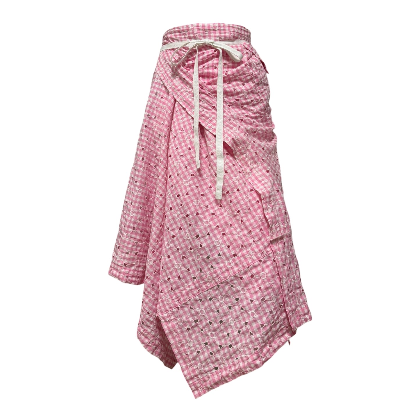 JUNYA WATANABE Spring Summer 2009 Gingham Check Asymmetric Wrap Midi Skirt