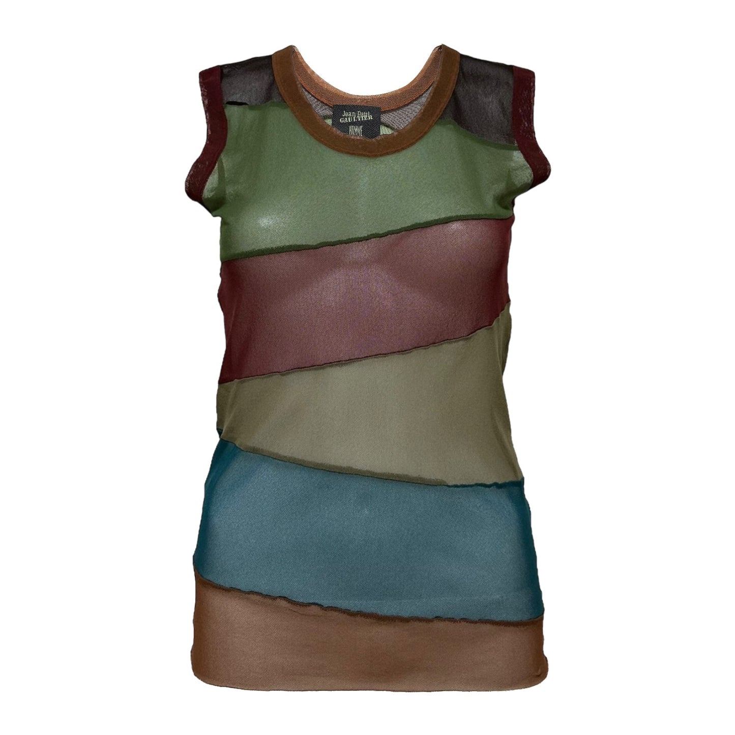 JEAN PAUL GAULTIER HOMME 1990s Patchwork Panelled Mesh Tank Top