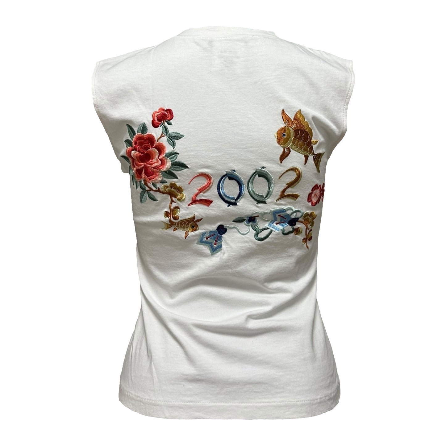 CHRISTIAN DIOR 2002 Oriental Koi Fish Floral Embroidered Tank Top