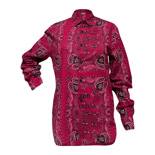 JOHN GALLIANO Newspaper Print Paisley Shirt