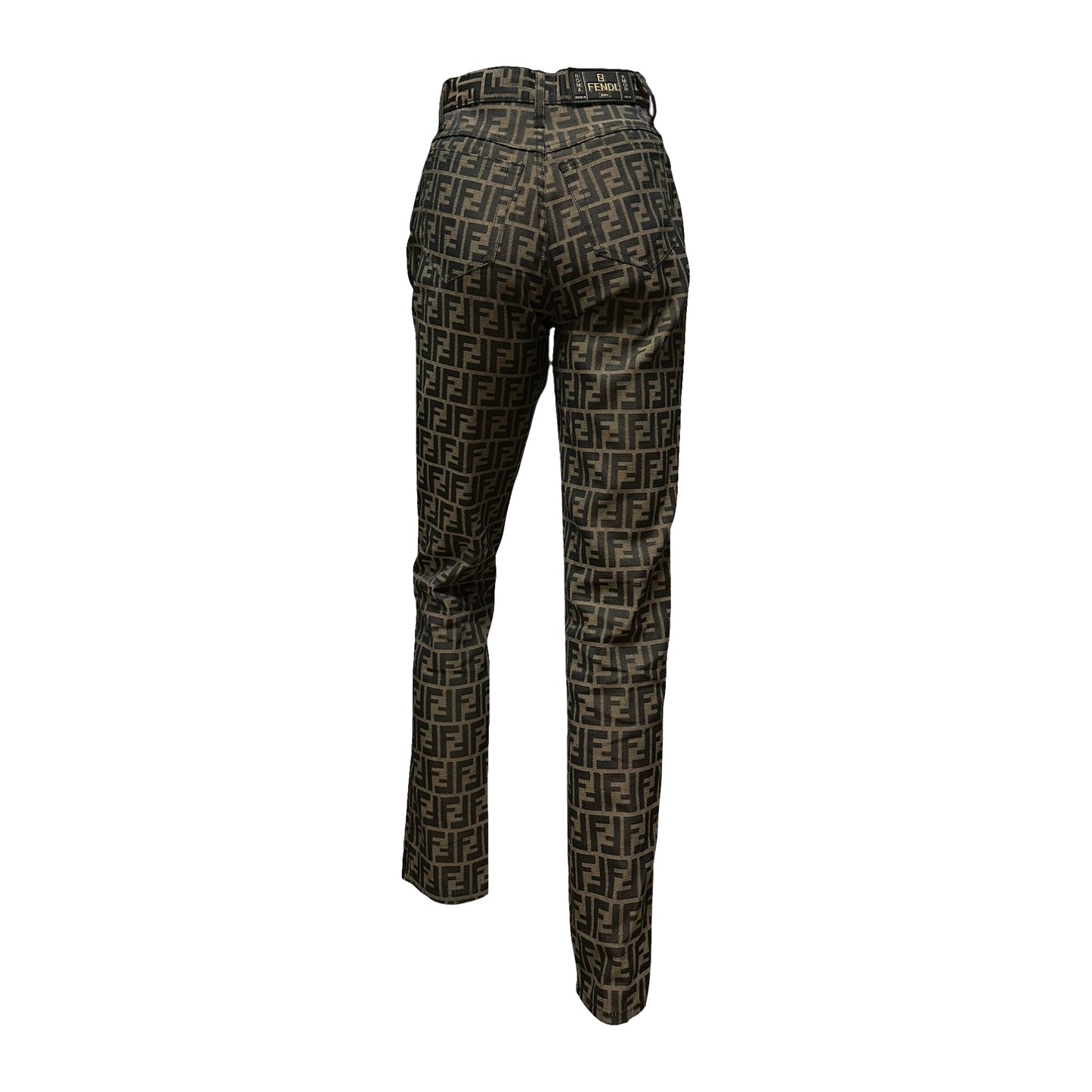 FENDI Vintage FF Zucca Monogram High Rise Straight Leg Pants