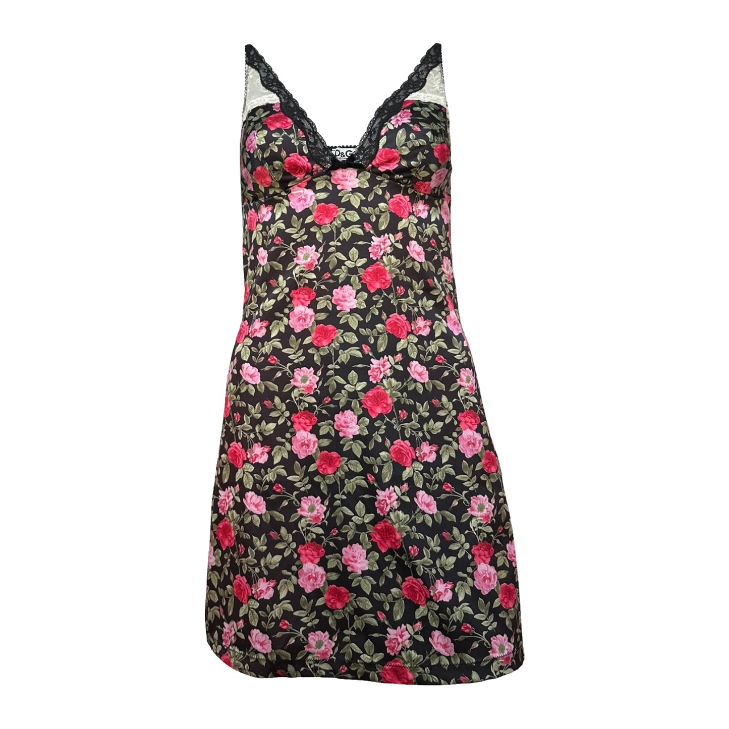 D&G Floral Print Lace Trim Camisole Mini Dress