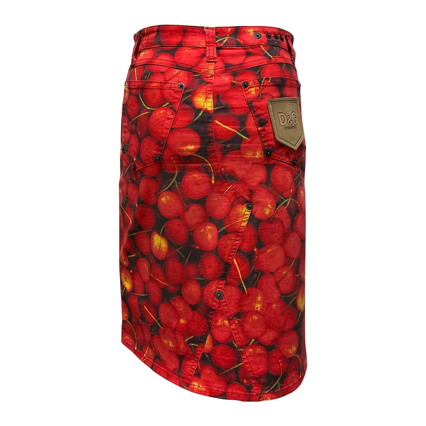 D&G Cherry Print Pencil Midi Skirt