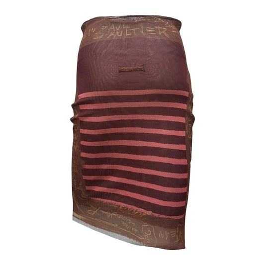 JEAN PAUL GAULTIER Spring Summer 2001 Graffiti Striped Print Mesh Midi Skirt