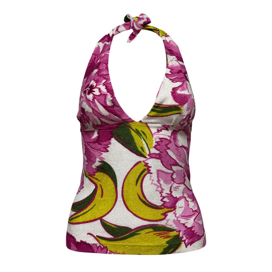 D&G Fall Winter 2000 Floral Print Pile Halter Neck Top