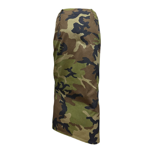 CHRISTIAN DIOR Spring Summer 2001 Camouflage Zip Up Maxi Skirt