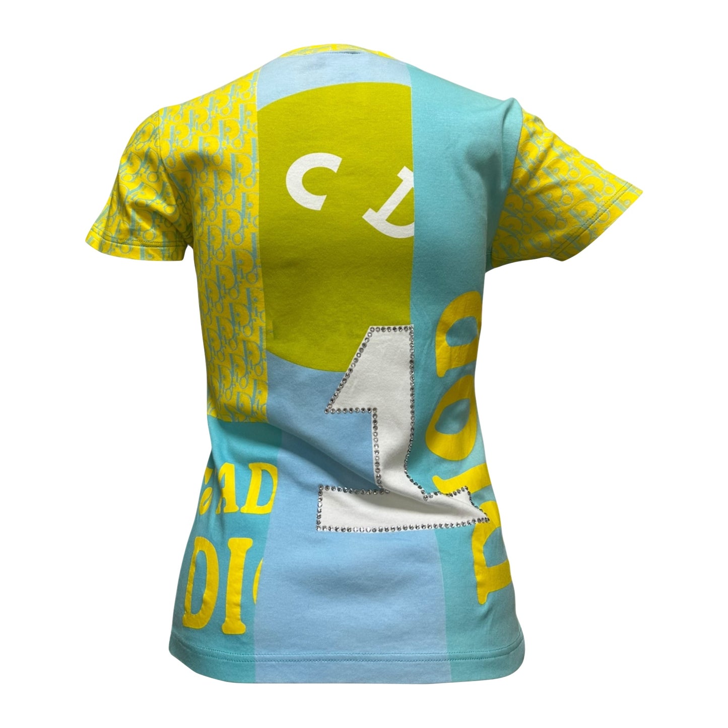CHRISTIAN DIOR Spring Summer 2005 Trotter Patchwork Print Swarovski T-Shirt