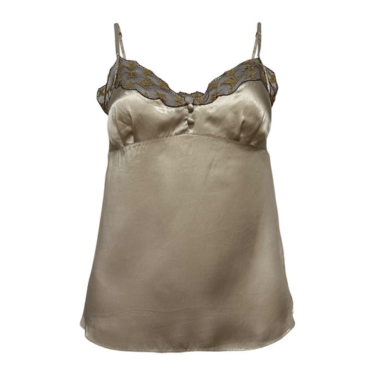 LOUIS VUITTON Silk Camisole with Monogram Lace Trim