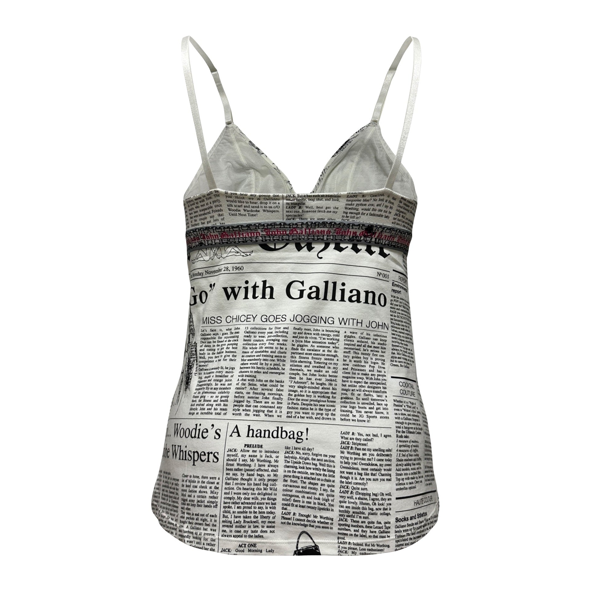 【John Galliano】Newspaper Camisole JOHN GALLIANO Newspaper Print Camisole – 24/7 archives
