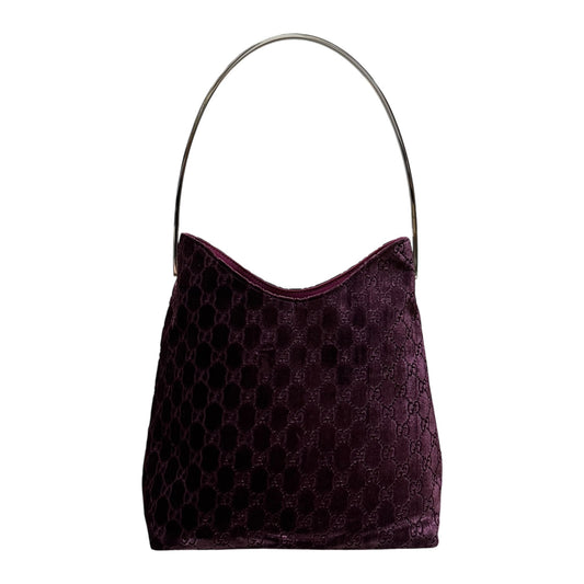 GUCCI Fall Winter 1997 Velvet GG Monogram Shoulder Bag