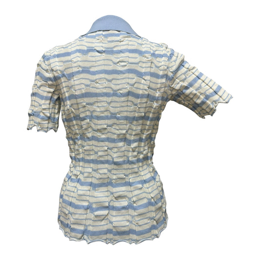 BOTTEGA VENETA Spring Summer 2023 Distorted Stripe Cotton Polo Shirt